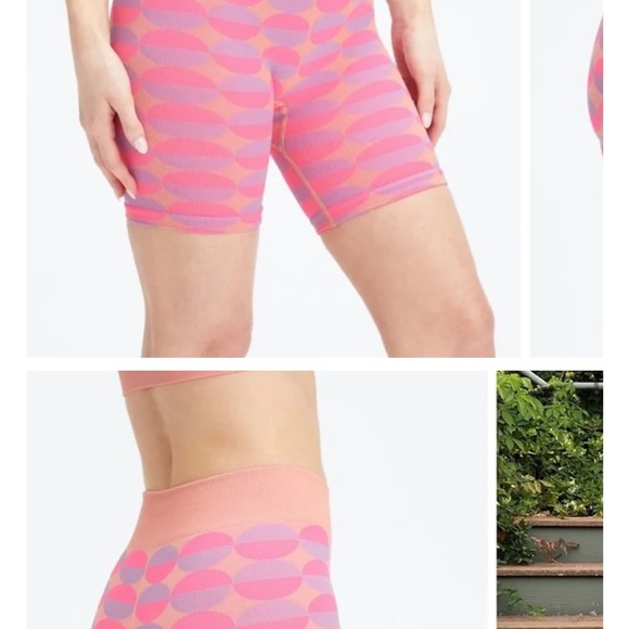 Fabletics  high rise purple and pink patterned biker shorts ribbes - Picture 6 of 7